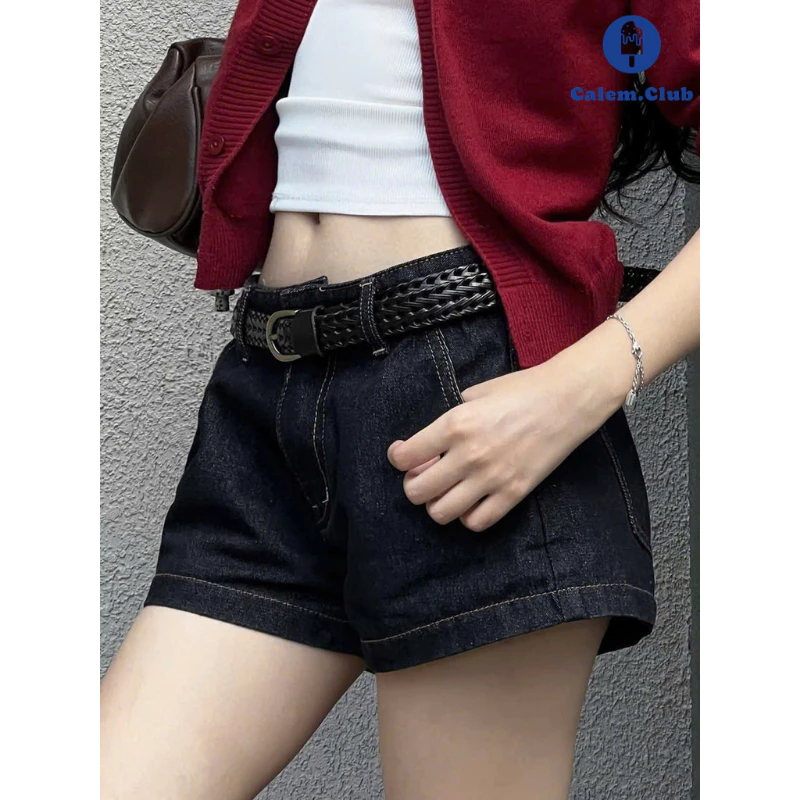 Quần Short ngắn nữ Denim Mood cạp trễ Calem Club chất liệu Jean dáng ngắn trên gối phong cách trẻ trung năng động