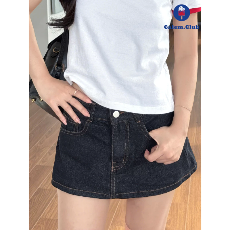 Quần giả váy Urban Chic Mini Skort Calem Club dáng ngắn cạp trễ chất jean dày dặn form chữ A tôn dáng