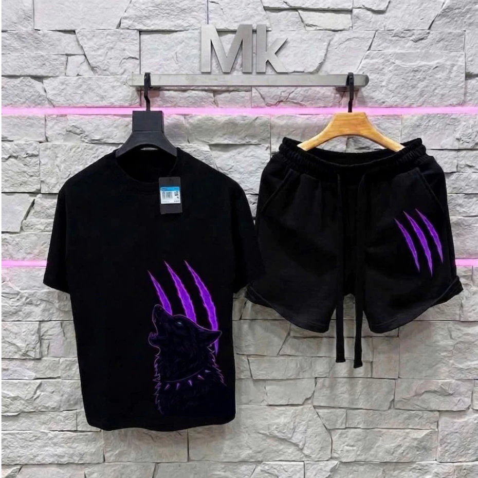 [Mở Bán} Bộ Cộc Hè Sói Vuốt Vương in Nhiệt 3D Cotton Co Dãn 2 Chiều Thoáng Mát, Thấm Hút Mồ Hôi Mặc Đi Chơi BOY luxury