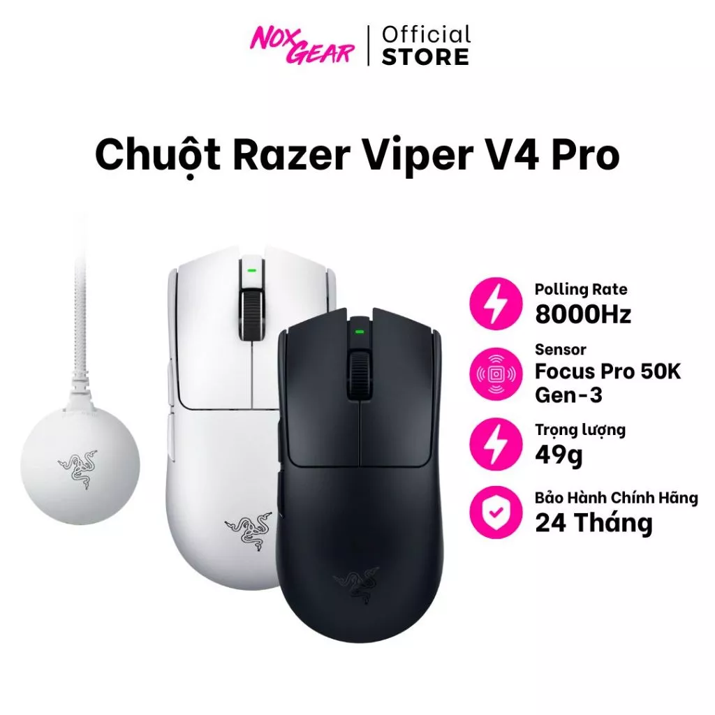 Chuột Gaming Razer Viper V4 Pro | Wireless | Focus Pro 50K Gen-3 | Bảo Hành Chính Hãng 24 Tháng | NOXGEAR STORE