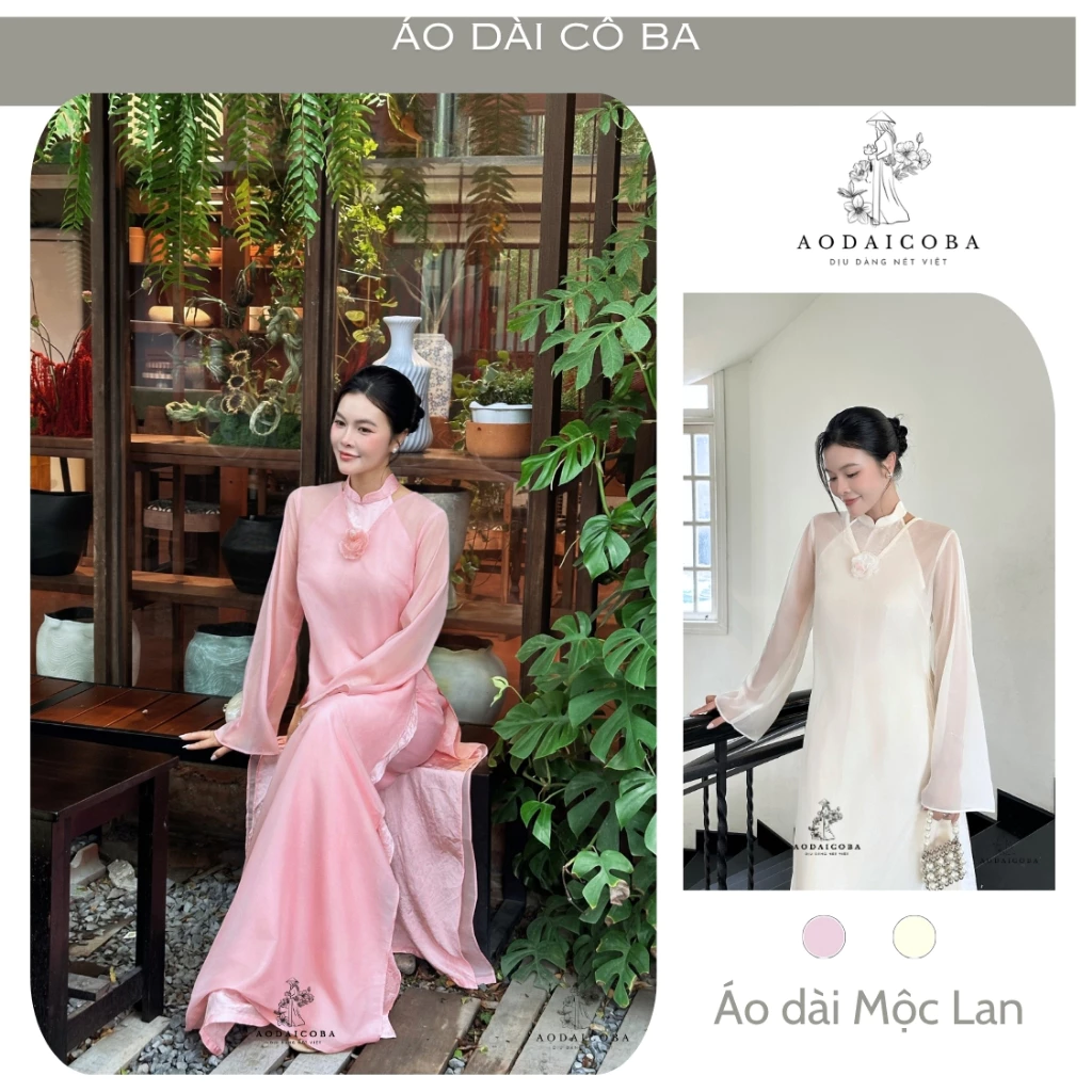 Áo dài cách tân nữ Mộc Lan 4 tà thiết kế cao cấp phối áo choàng sang trọng đi tiệc sự kiện - Áo dài Cô Ba