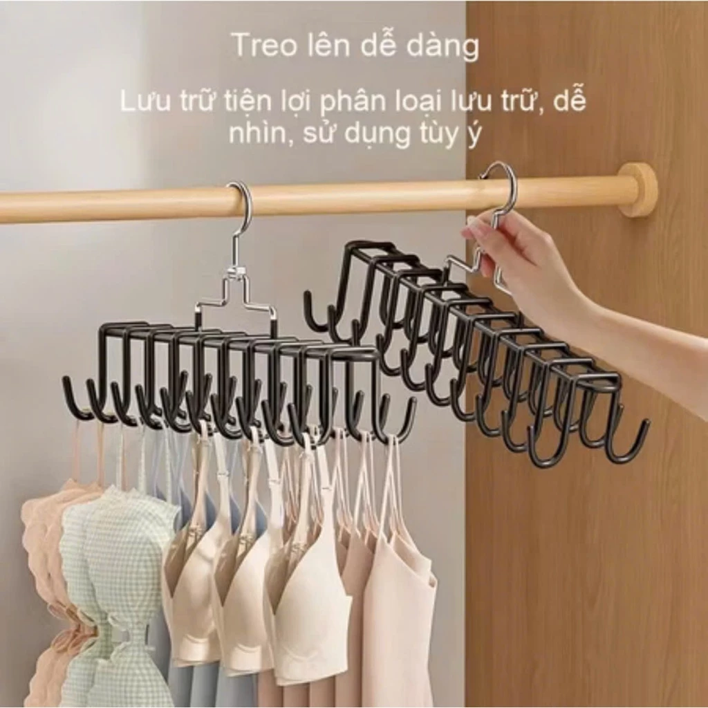 Móc Phơi 20 Nhánh Treo Đồ Đa Năng Chất Liệu Thép Không Rỉ Bọc PP Cao Vấp , Móc Treo Đồ Lót, Cà Vạt Gọn Gàng