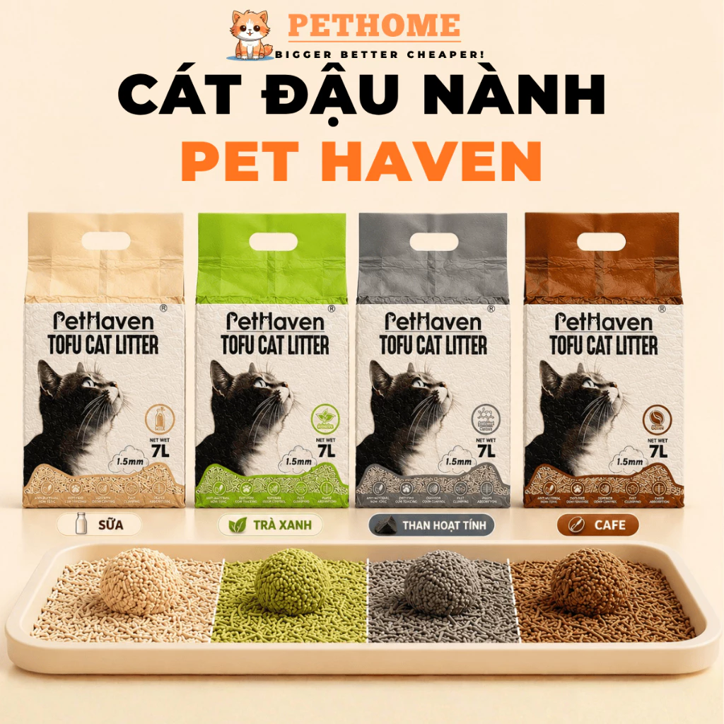 Cát Đậu Nành PetHaven Tofu, Cát Vệ Sinh Hữu Cơ, Khử Mùi Tự Nhiên, Ít Bụi, Bảo Vệ Phổi Mèo