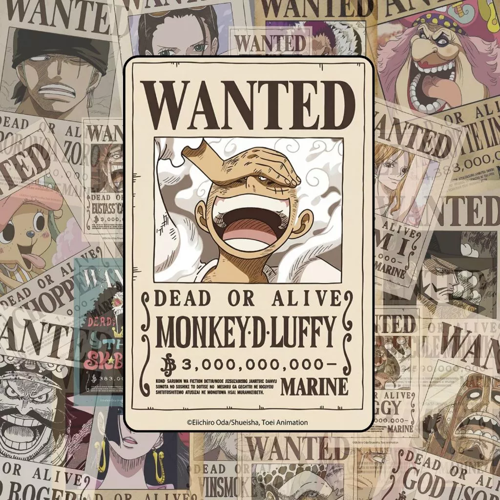 Lót Chuột POSTER TRUY NÃ ONE PIECE LUFFY GEAR 5 SIZE 30x45cm / 20x30cm Chống Trượt, Bền Đẹp
