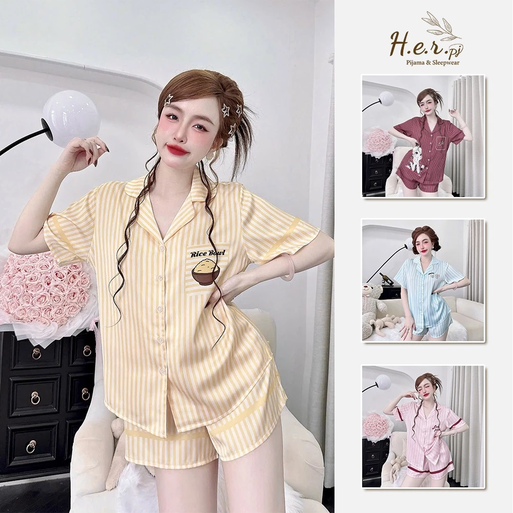Set đồ ngủ nữ mặc nhà HER Pijama lụa latin cao cấp mềm mịn mát
