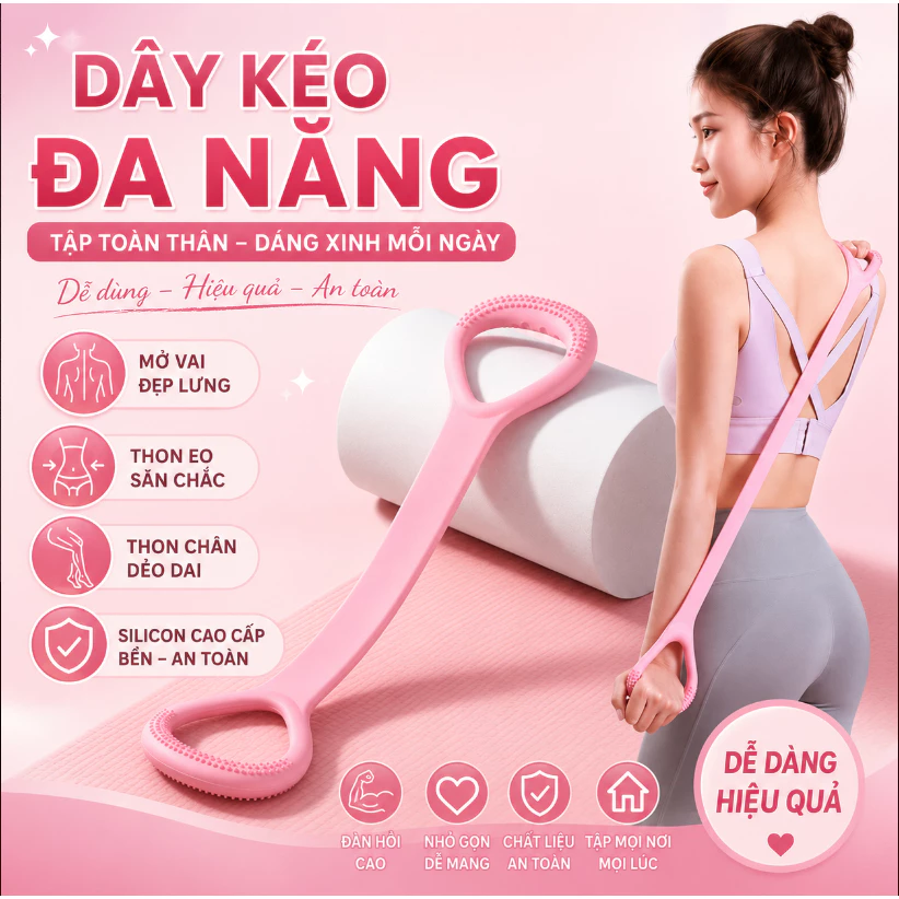 Dây Kéo Giãn Tập Thể Dục Đa Năng Silicon Cao Cấp - Dây Tập Yoga Số 8 Mở Vai Đẹp Lưng Tập Toàn Thân