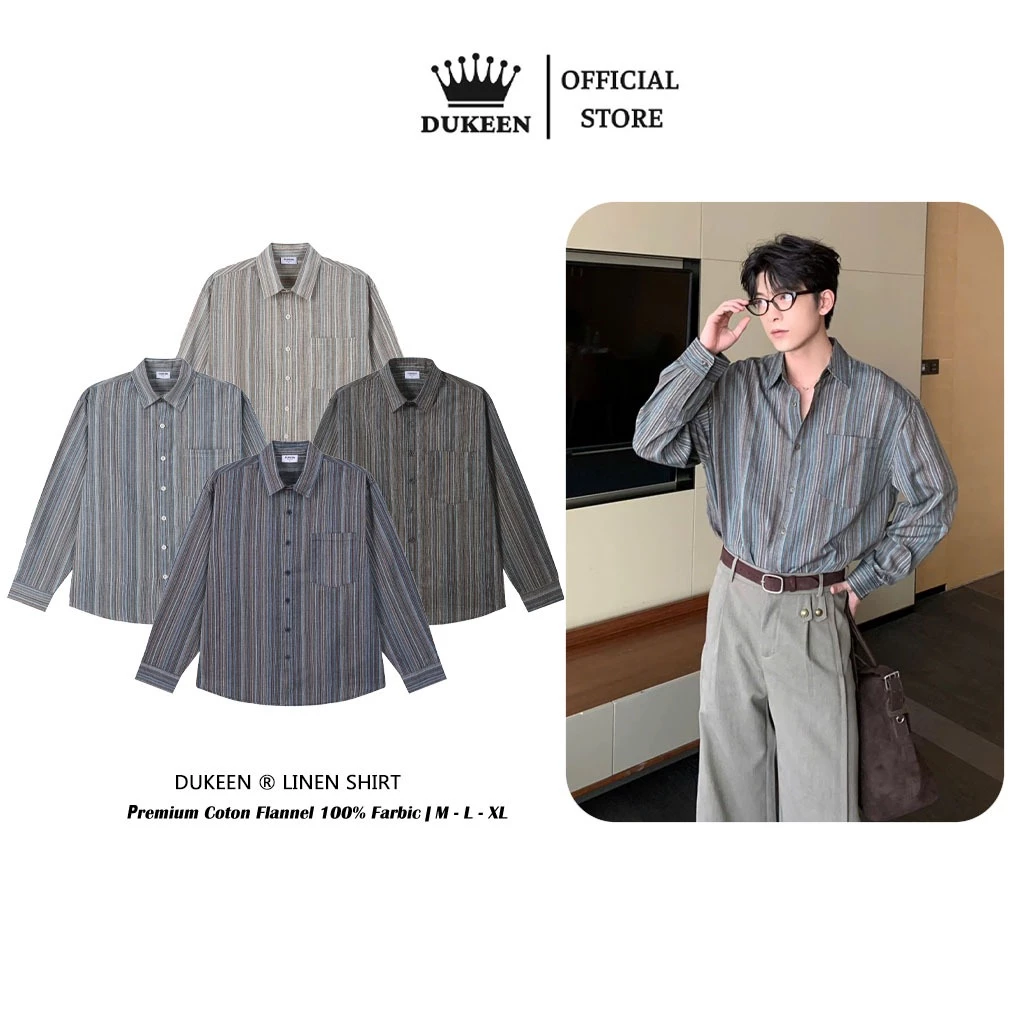 Áo Sơ Mi Nam Nữ Kẻ Sọc Dài Tay Dukeen Form Rộng Chất Cotton Xốp Cao Cấp Unisex Local Brand SM121