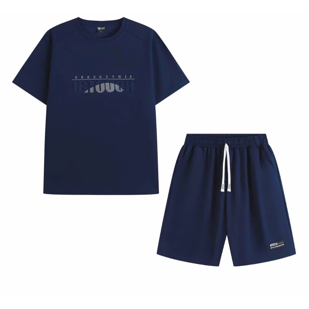 Bộ quần áo thể thao nam nữ chất tổ ong dập nổi chữ hotrend