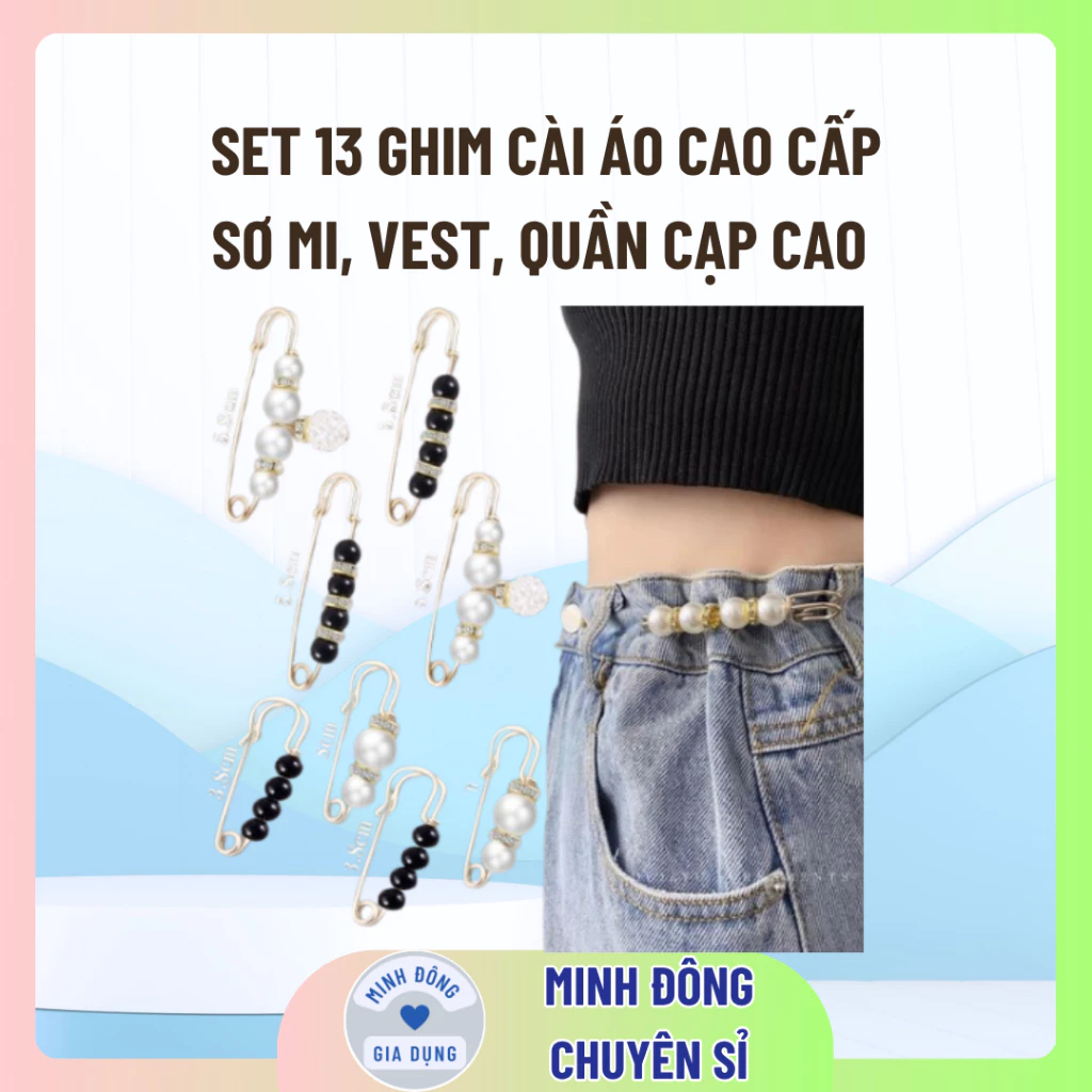 set 13 ghim cài áo cao cấp, sơ mi, vest, quần cạp cao