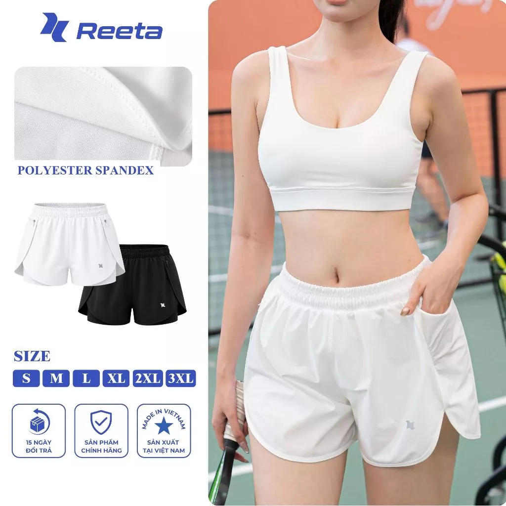 Quần đùi thể thao 2 lớp nữ Signature Shorts Reeta thoáng khí mềm mại chạy bộ, đạp xe, leo núi - A261