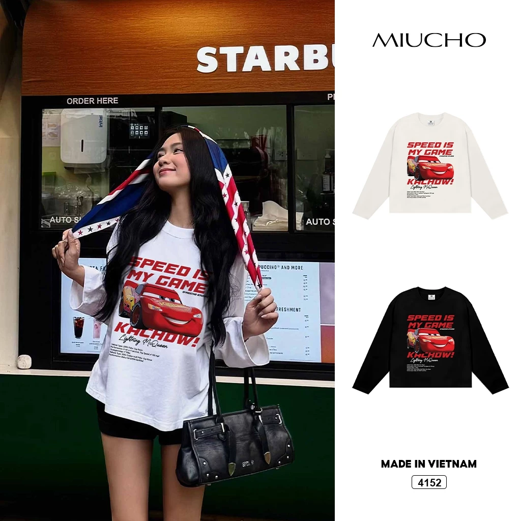 Áo thun boxy tay dài BST Racing Club chất streetwear Miucho
