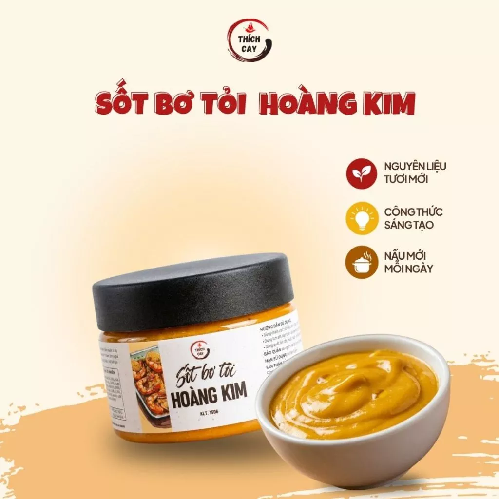 Sốt bơ tỏi hoàng kim Thích Cay 150g đa dụng, dùng chấm bánh mì, sốt hải sản, mì ý