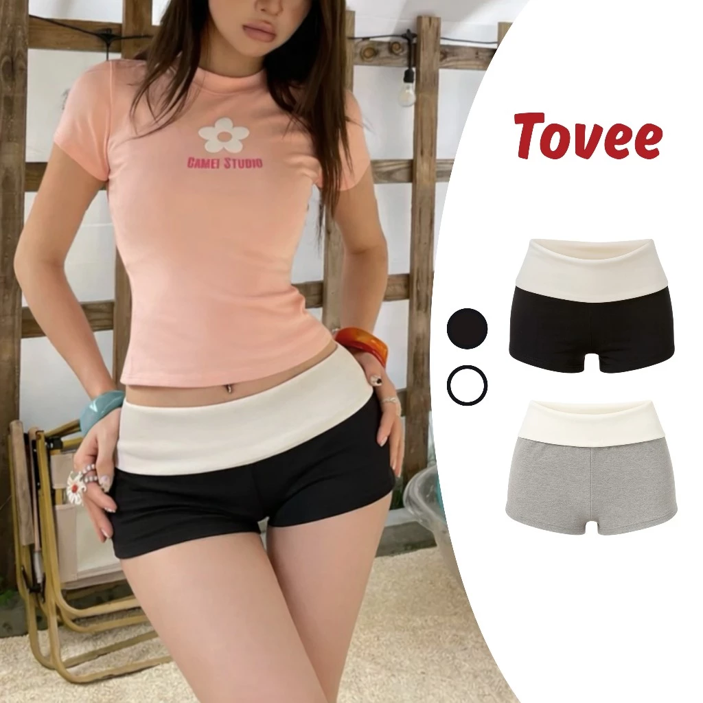 Quần SHORT CẠP TRỄ KIỂU GẬP EO Nữ Dáng ôm Sexy Chất thun Gân QU04, Quần đùi Nữ Dáng Ngắn Lật Lưng TOVEE