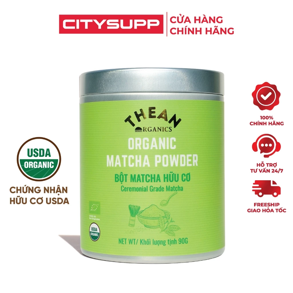 Bột Matcha Hữu Cơ (90G) The An Organic, Đạt Chuẩn Chứng Nhận Hữu Cơ USDA