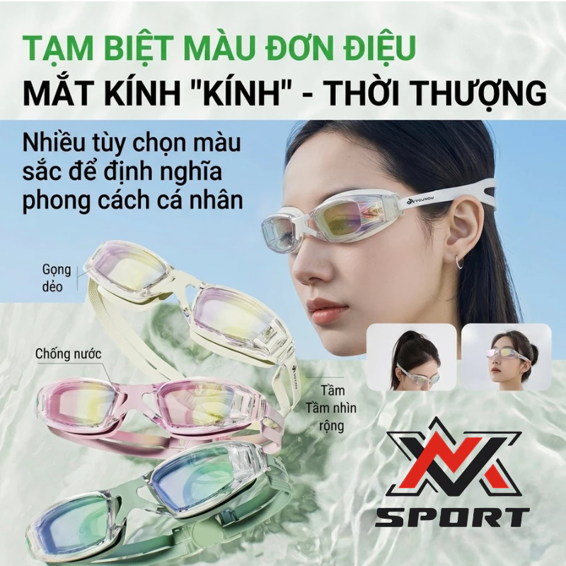 Kính Bơi Góc Rộng Chống Sương Mù Kèm Mũ Bơi Nữ - Combo Đồ Bơi Cao Cấp Ôm Khít Chống Nước Tuyệt Đối[K249]