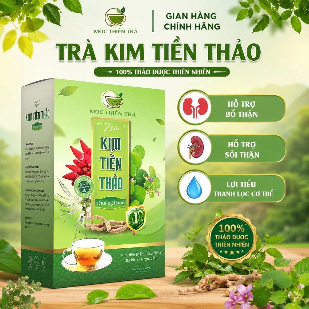 Trà Bổ Thận Kim Tiền Thảo Râu Mèo Thiên Mộc Hỗ Trợ Giải Độc, Thanh Nhiệt - 30 Túi Lọc Tiện Lợi