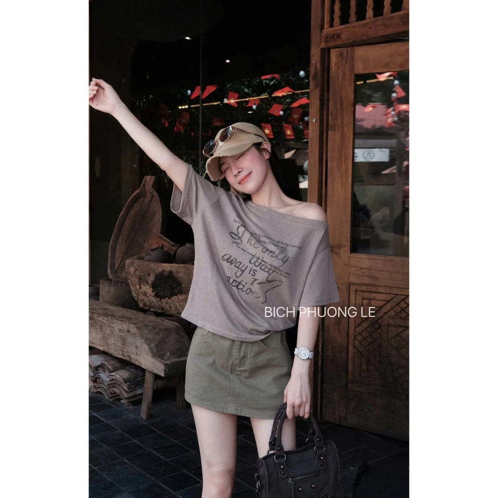 (SALE) Áo Thun Giấy Lệch Vai Siêu Hot (Ảnh thật)