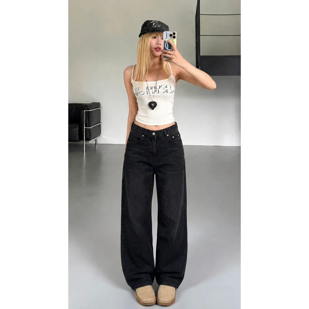 Quần Jean Nữ Ống Suông Cạp Cao Tôn Eo, Tôn Dáng, Dáng Đẹp Khi Đi Giày Cao Gót | Size 40–75Kg