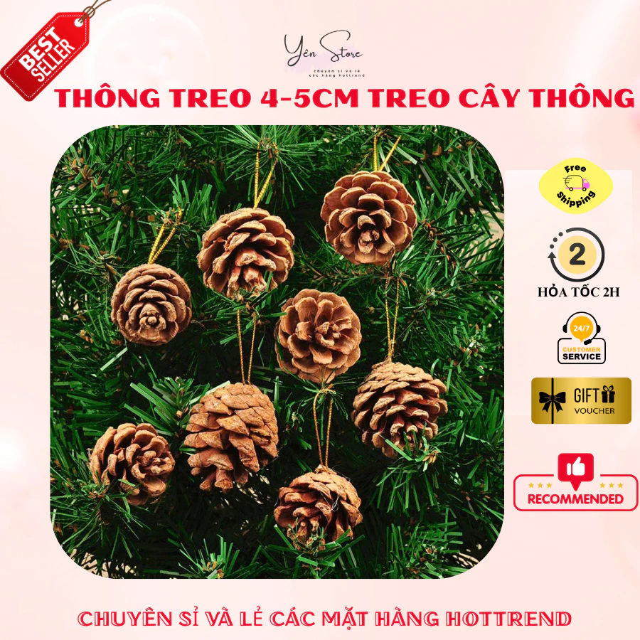 Lẻ Trái Thông Có Dây 4-5cm Treo Trang Trí Cây Thông Dịp Noel Trang Trí Decor Nhà Cửa DIY YEN Store