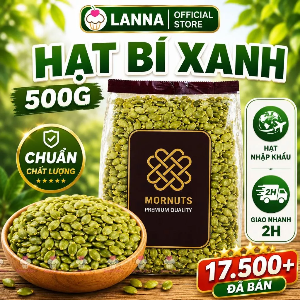 【CHÍNH HÃNG】Hạt Bí Xanh Tách Vỏ Mornuts 500G Giòn Béo Healthy Eatclean Keto Làm Granola Ăn Vặt