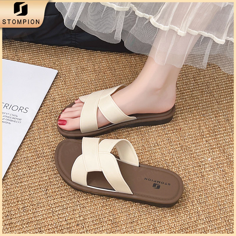 STOMPION andals Nữ Quai Chéo Phong Cách Tối Giản - Kiểu dáng thời trang, dễ dàng phối đồ hàng ngày