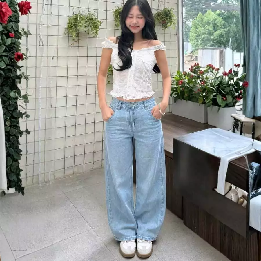 Quần Jean Nữ Ống Suông Cạp Cao Dáng Suông Rộng, Tôn Người, Mặc Cực Tôn Chân | Size 40–75Kg