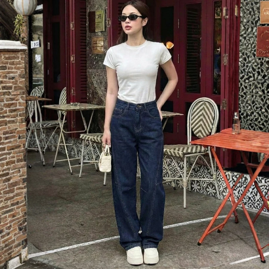 Quần Jean Nữ Ống Suông Jean Kiểu Cạp Cao, Form Đẹp Tôn Chân Dài | Size 40–75Kg