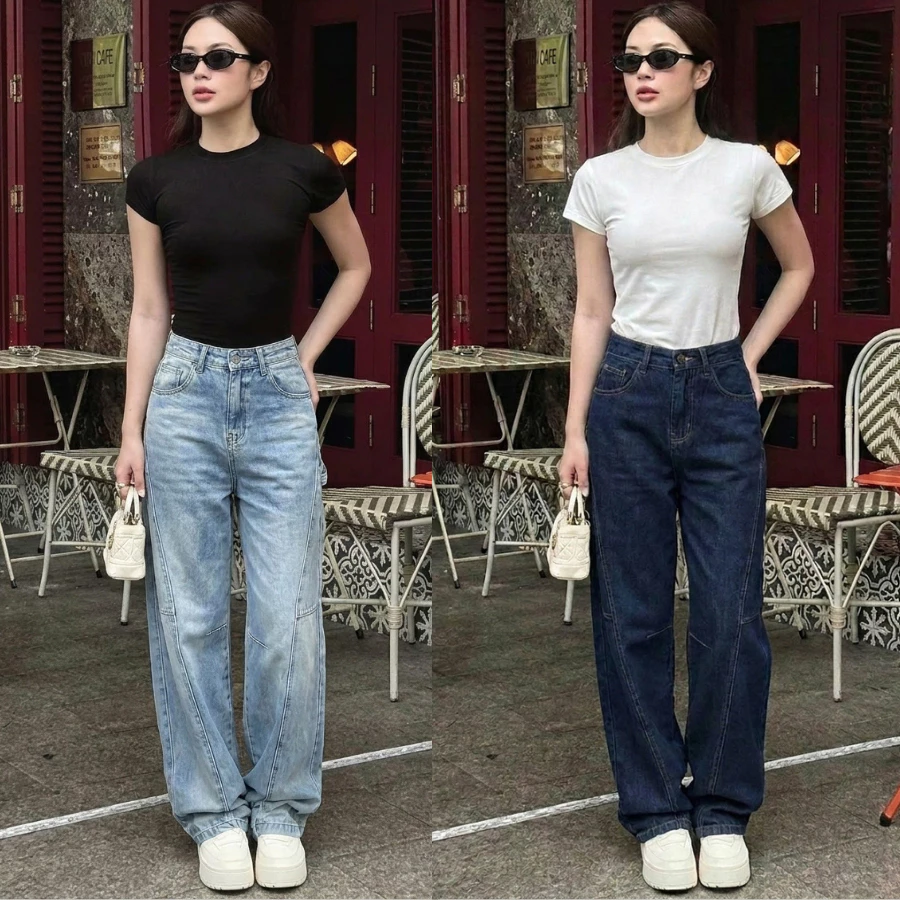 Quần Jean Nữ Jean Kiểu Ống Suông Cạp Cao, Dáng Đẹp Dễ Phối Đồ | Size 40–75Kg
