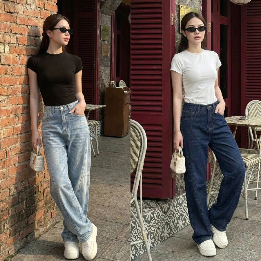 Quần Jean Nữ Ống Suông Cạp Cao Jean Kiểu Hot Trend, Tôn Dáng Thanh Lịch | Size 40–75Kg