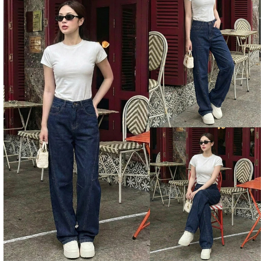 Quần Jean Nữ Jean Kiểu Form Suông Rộng, Cạp Cao Tôn Người | Size 40–75Kg