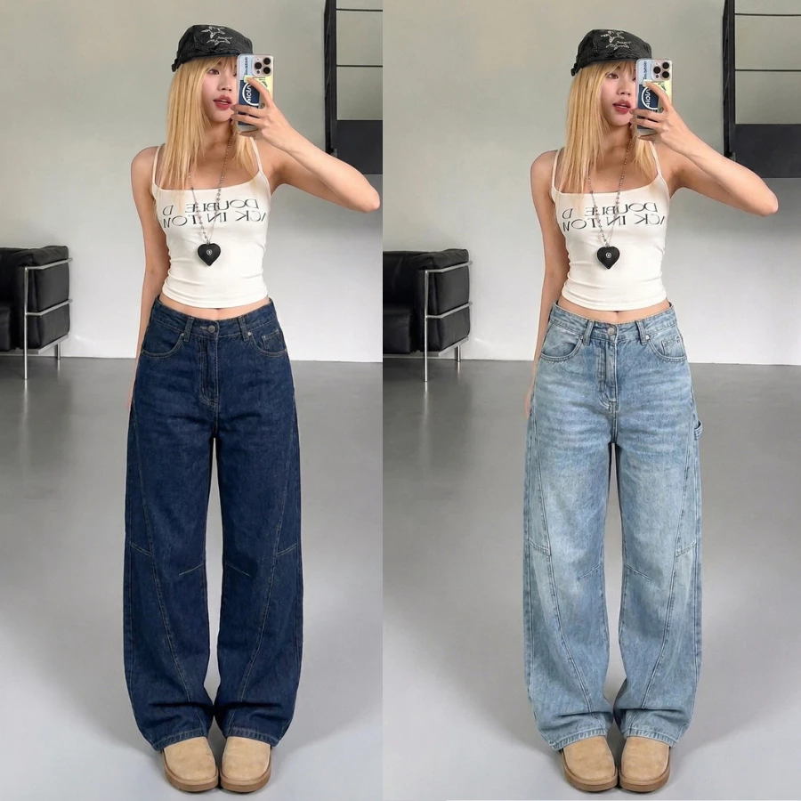 Quần Jean Nữ Jean Kiểu Dáng Suông, Cạp Cao Tôn Chân Dài | Size 40–75Kg