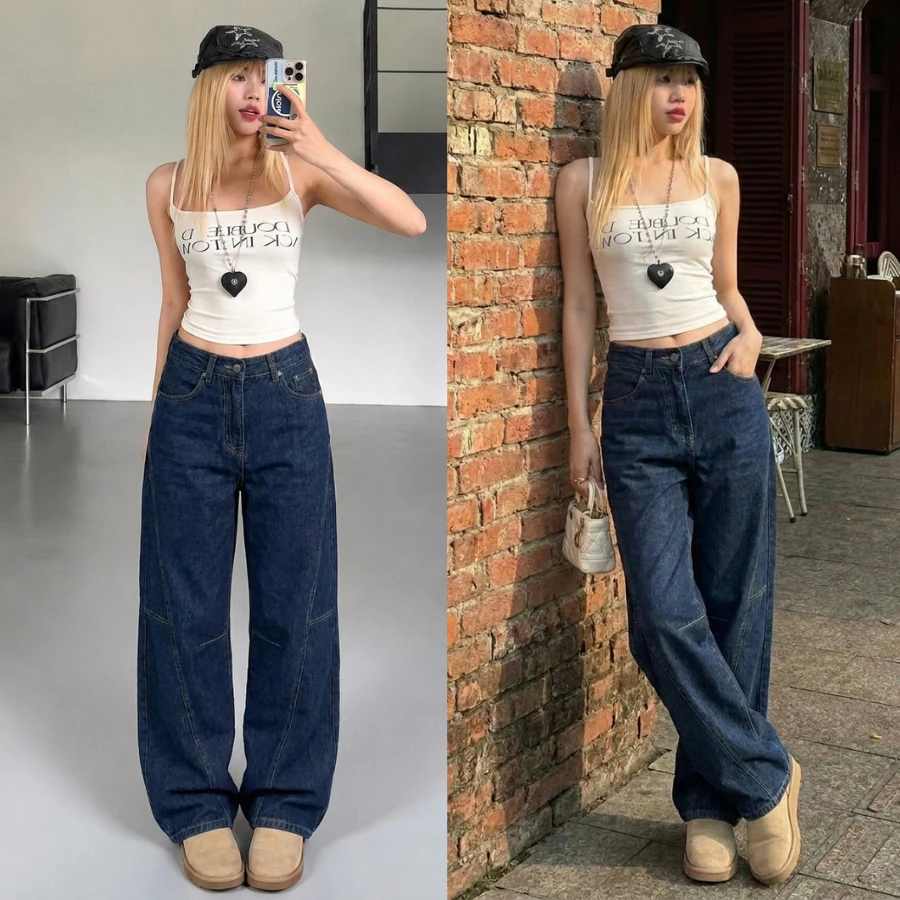 Quần Jean Nữ Ống Suông Jean Kiểu, Form Rộng Vừa Tôn Dáng | Size 40–75Kg