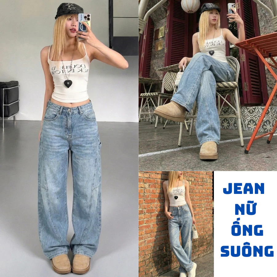 Quần Jean Nữ Jean Kiểu Cao Cấp, Dáng Suông Tôn Dáng Cực Đẹp | Size 40–75Kg