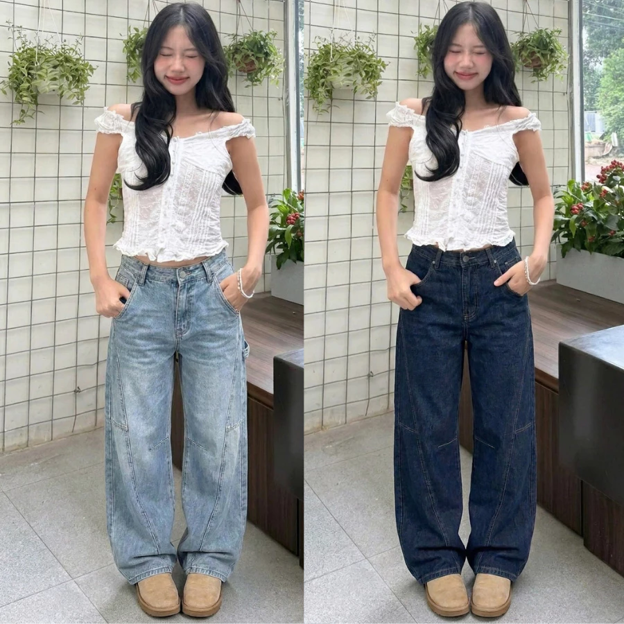 Quần Jean Nữ Ống Suông Cạp Cao Jean Kiểu Mới, Hack Dáng Tôn Người | Size 40–75Kg