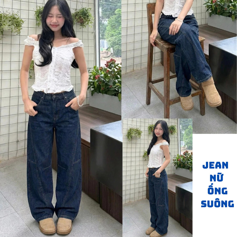 Quần Jean Nữ Jean Kiểu Cạp Cao, Form Suông Rộng Hot Trend | Size 40–75Kg