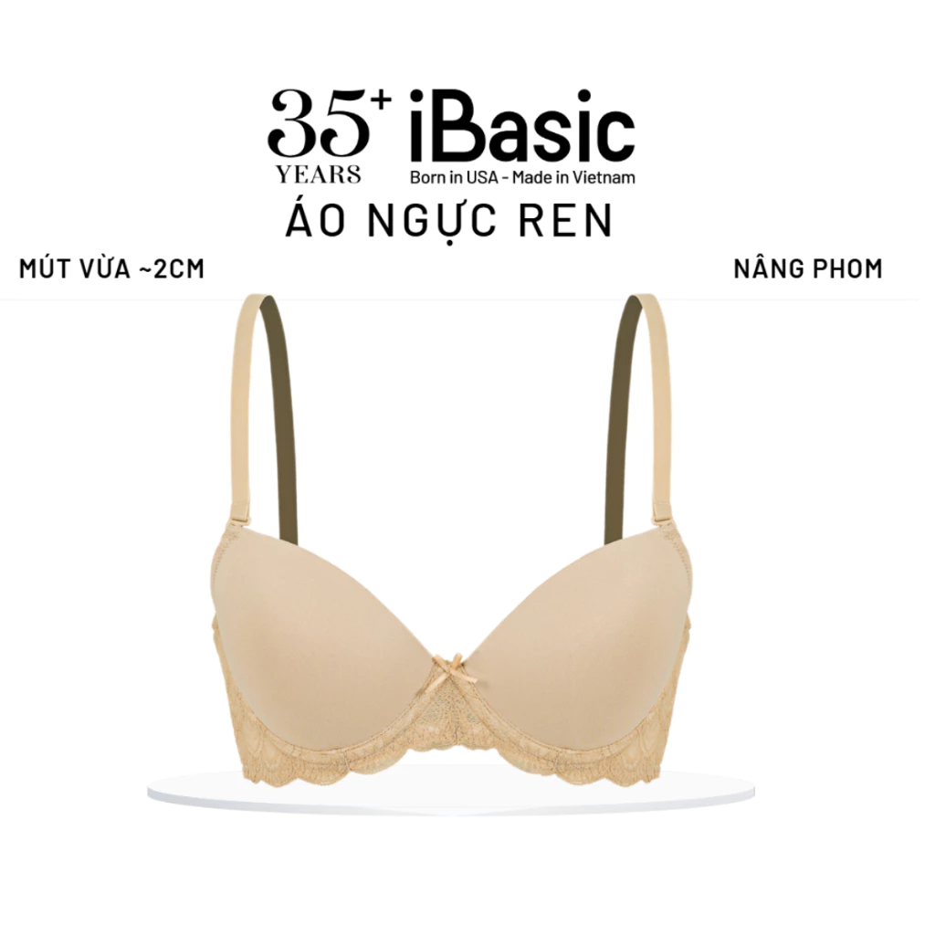 Áo ngực có gọng iBasic mút vừa cup demi phối ren BRAW104