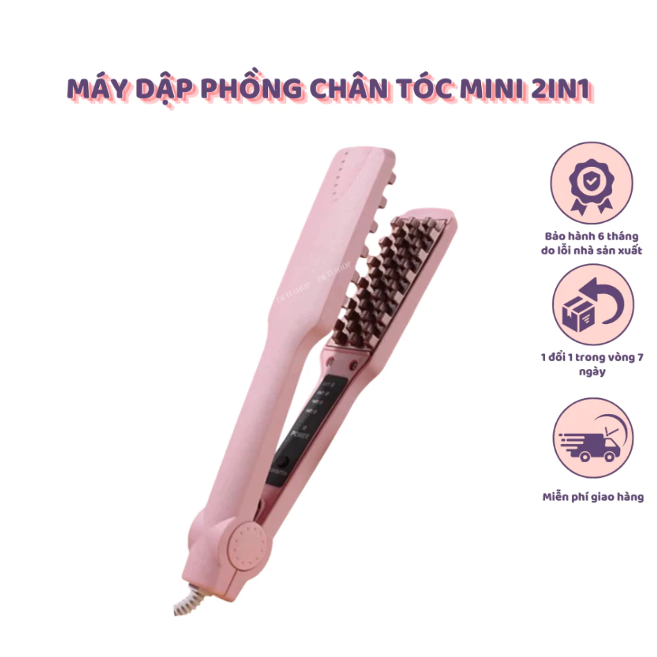 Máy Bấm Dập Phồng Chân Tóc Răng Vuông TOP BEAUTY 4 Mức Nhiệt, Tóc Không Lộ Vân, Ceramic Bóng Tóc