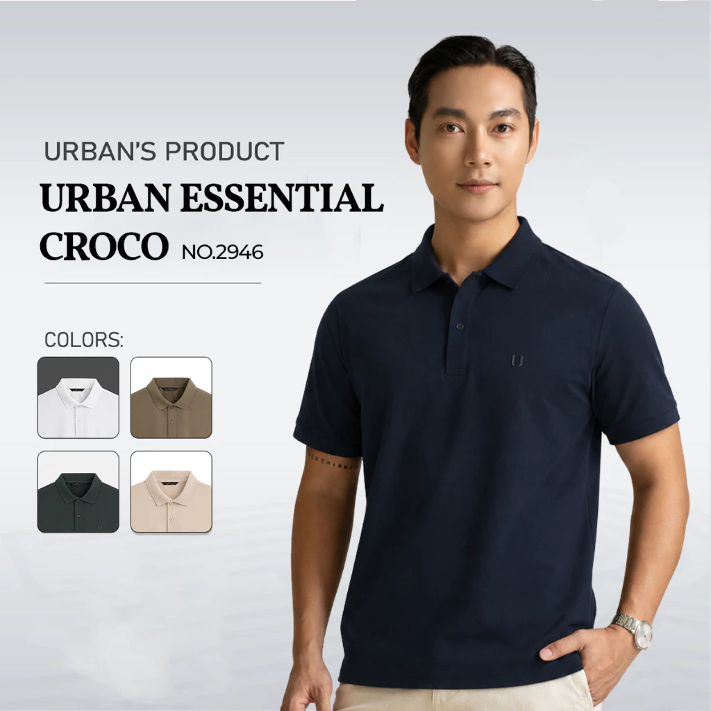 Áo polo nam trơn URBAN vải cá sấu TC cao cấp dệt thoáng khí co giãn tốt, form chuẩn nam tính NO.2946
