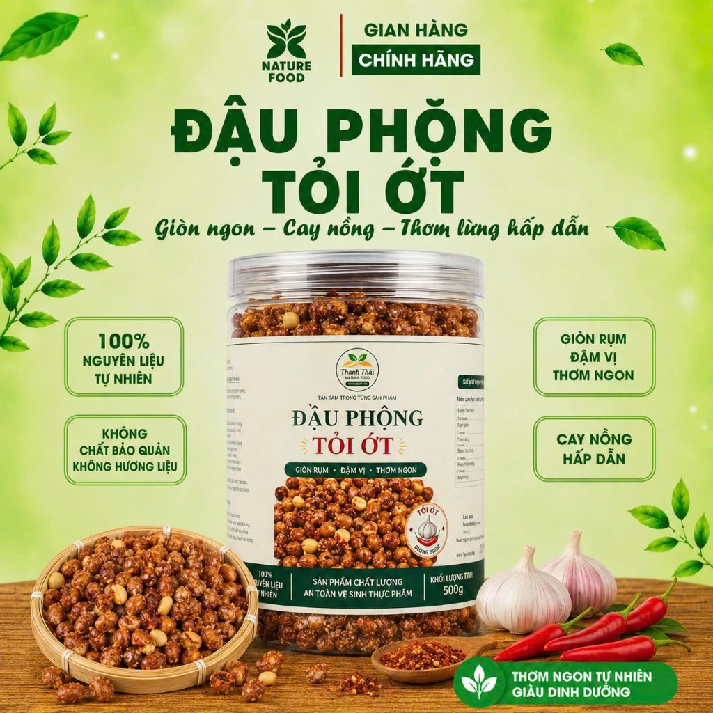 Đậu Phộng Tỏi Ớt giòn ngon đậm vị Phân Phối Bởi NATURE FOOD có hồ sơ công bố và kiểm nghiệm sản phẩm