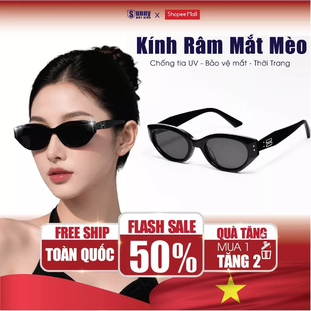 Kính Mát Mắt Mèo Chống Tia UV400 SUNNY MẮT KÍNH Phụ Kiện Thời Trang Hàn Quốc Thời Trang Nam Nữ Đi Học Đi Làm