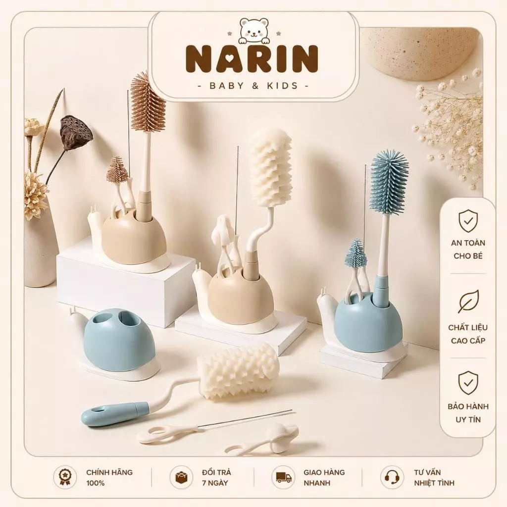 Sét cọ bình 3 và 4 chi tiết mút xốp đa năng tiện lơi phù hợp với mọi loại bình và núm ty