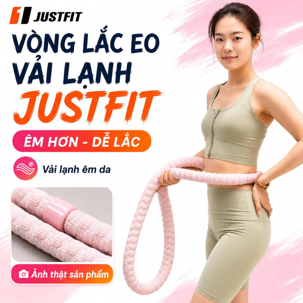 Vòng lắc eo vải lạnh JUSTFIT 2.5kg 3kg vòng tập eo tại nhà mềm êm dễ lắc giảm cân hiệu quả