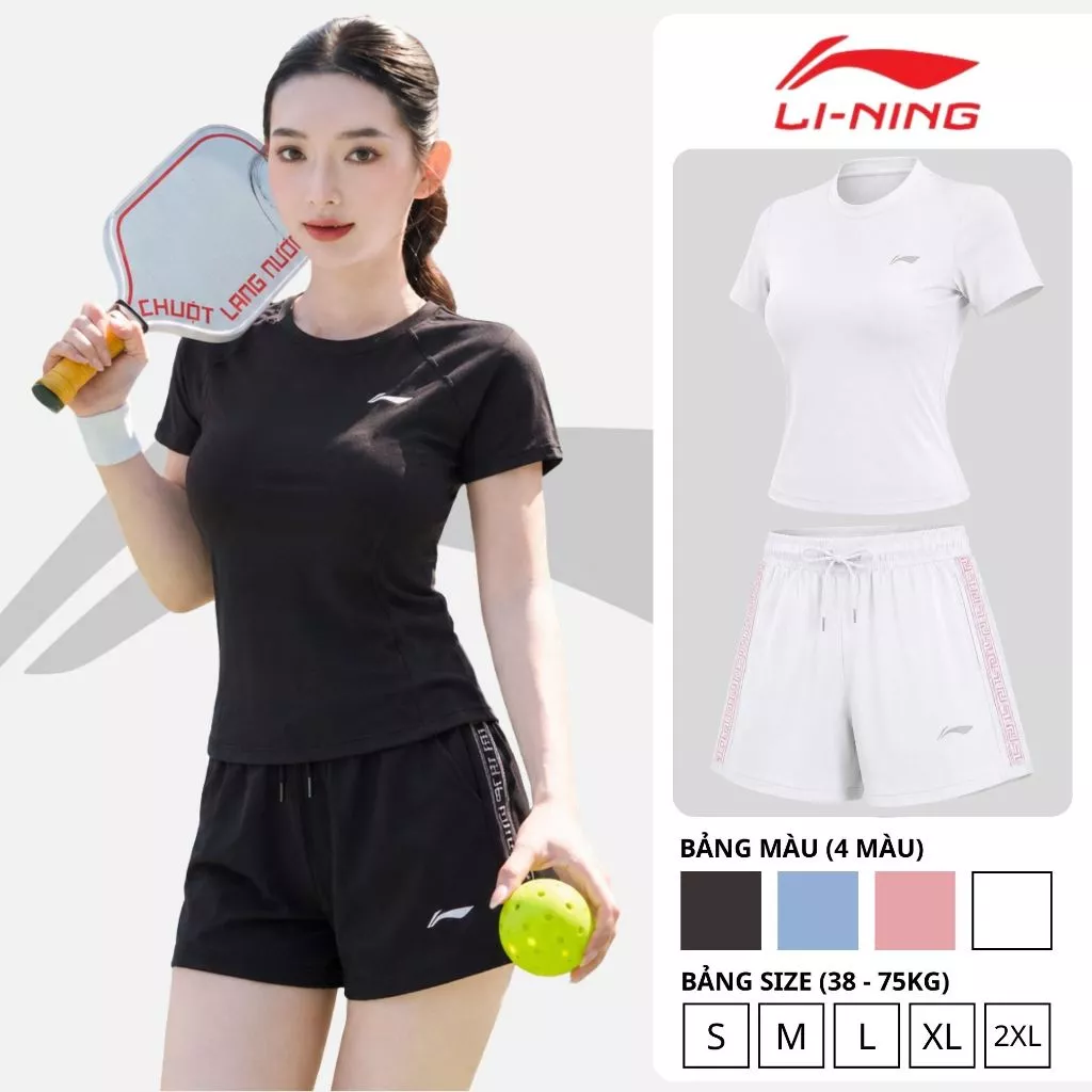 Đồ bộ nữ Li-Ning cao cấp, Set đồ nữ thể thao phù hợp đi chơi, tập gym, chạy bộ, chơi pickleball