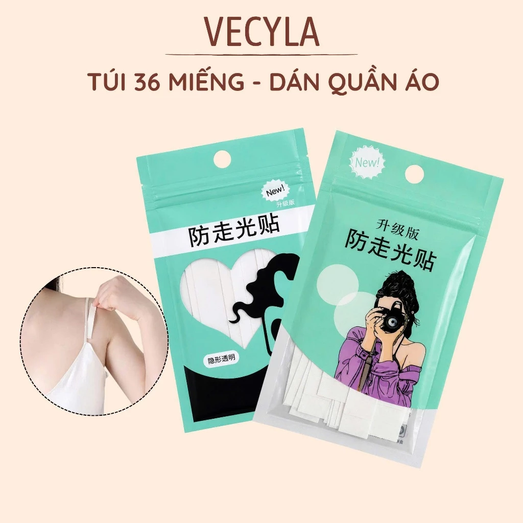 Phụ kiện VECYLA Miếng dán cố định quần áo 1 túi 36 miếng Unisex không lộ, không hằn tiện lợi