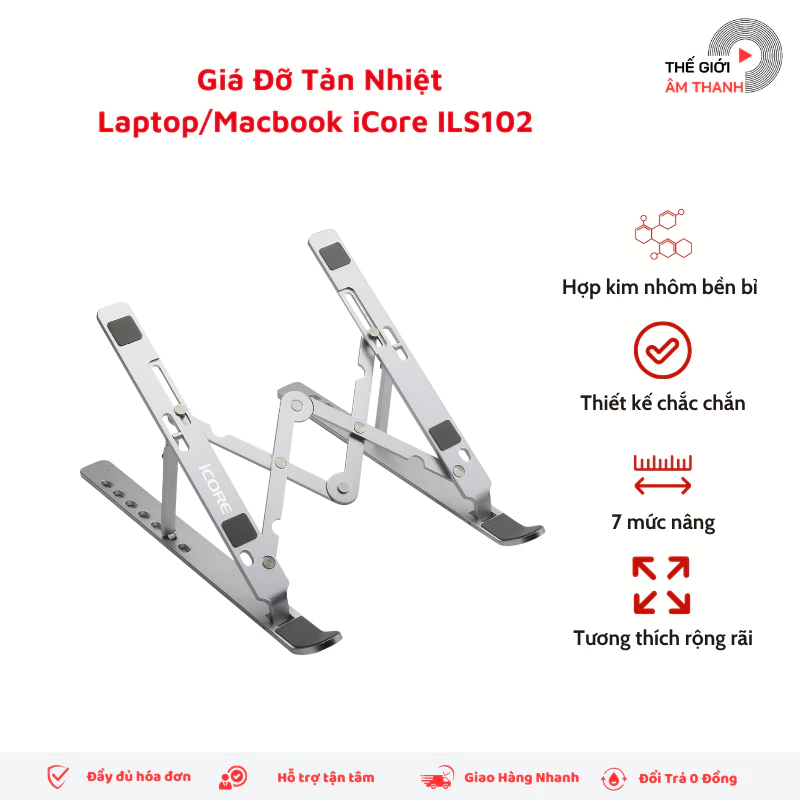 Giá Đỡ Tản Nhiệt Laptop iCore ILS102 - Thiết Kế Công Thái Học, Tản Nhiệt Hiệu Quả - THẾ GIỚI ÂM THANH