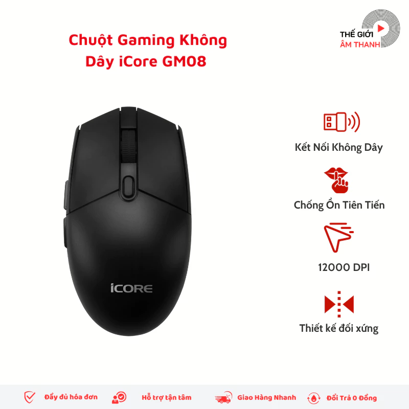 Chuột Gaming iCore, Chuột Game Có Dây/Không Dây, 12000 DPI, Chuột Gaming Cho Máy Tính - THẾ GIỚI ÂM THANH