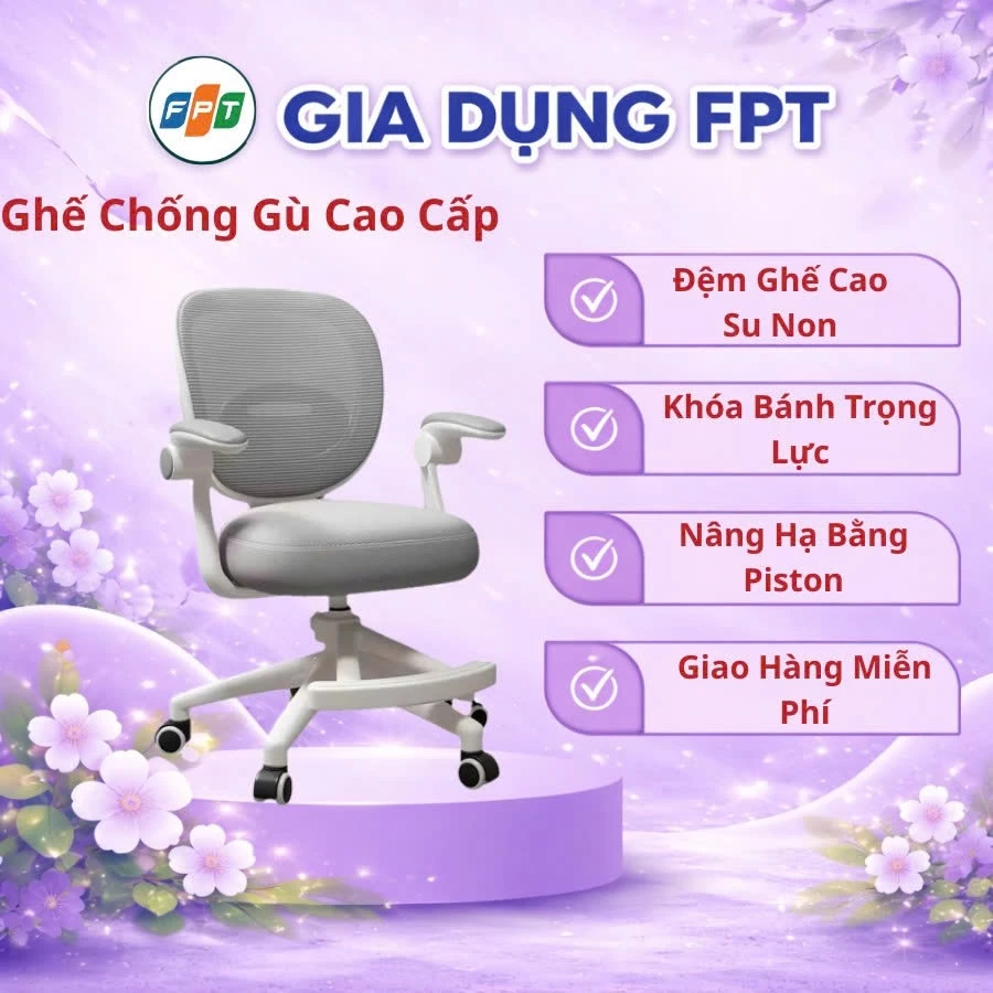 Ghế học sinh chống gù cho các bé, Đệm Cao Su Siêu Êm, tăng giảm chiều cao theo độ tuổi