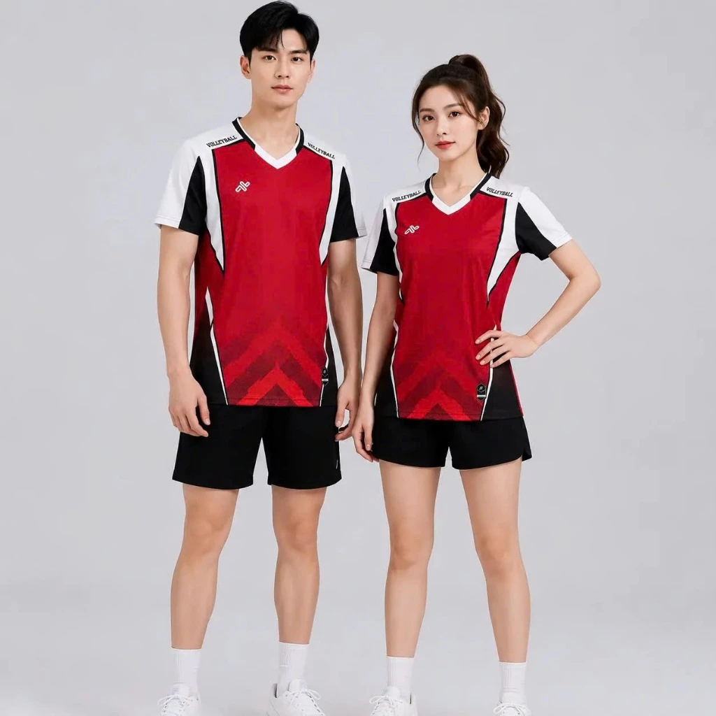 Bộ quần áo bóng chuyền nam nữ AMAC DRAMA ĐỎ in tên số, co giãn, thấm hút mồ hôi, đủ size từ 40-80kg