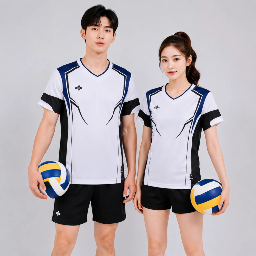 Bộ quần áo bóng chuyền nam nữ AMAC TRẮNG in tên số, co giãn, thấm hút mồ hôi, đủ size từ 35-80kg