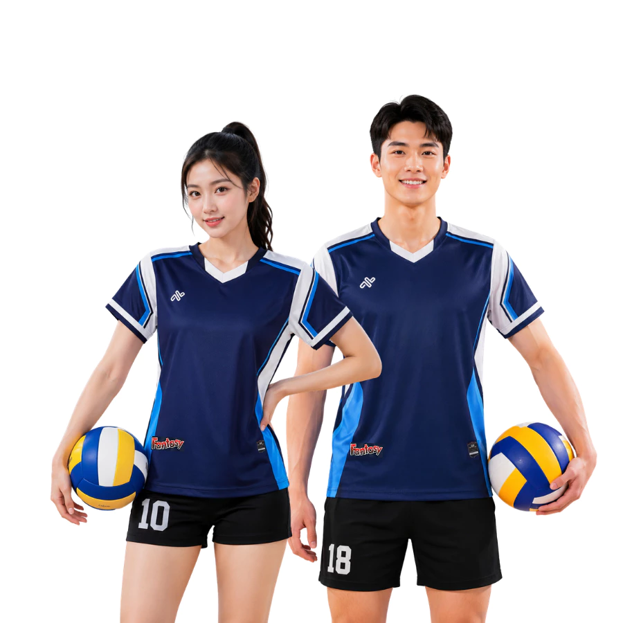 Bộ quần áo bóng chuyền nam nữ AMAC XANH in tên số, co giãn, thấm hút mồ hôi, đủ size từ 40-80kg
